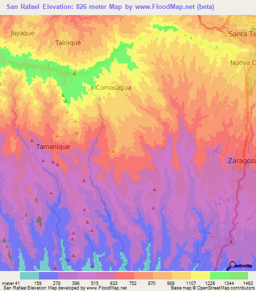 San Rafael,El Salvador Elevation Map