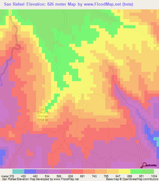 San Rafael,El Salvador Elevation Map