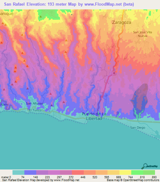 San Rafael,El Salvador Elevation Map
