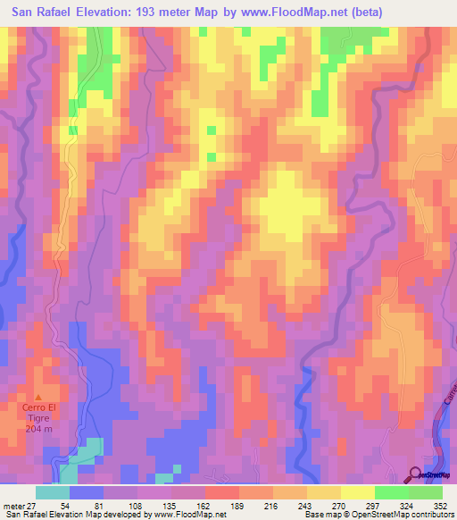 San Rafael,El Salvador Elevation Map