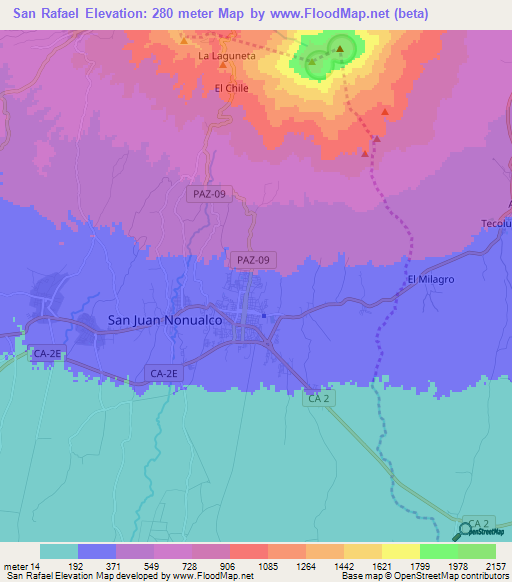 San Rafael,El Salvador Elevation Map