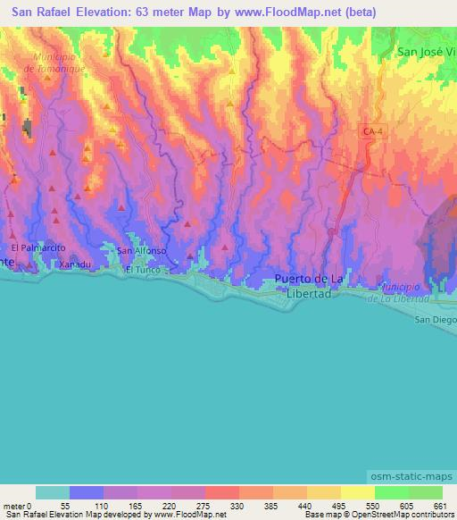 San Rafael,El Salvador Elevation Map