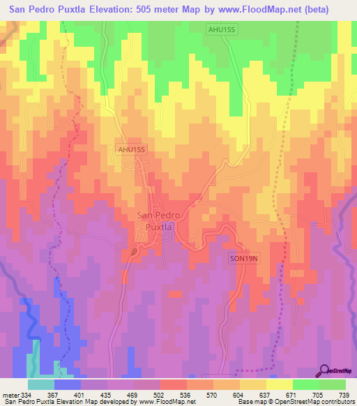 San Pedro Puxtla,El Salvador Elevation Map