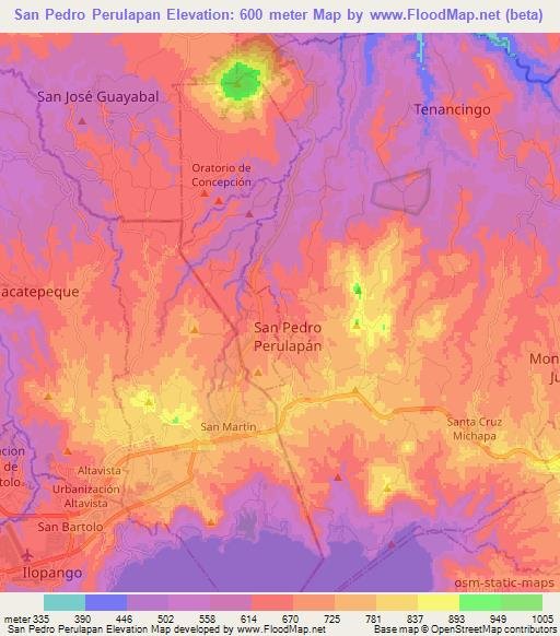 San Pedro Perulapan,El Salvador Elevation Map