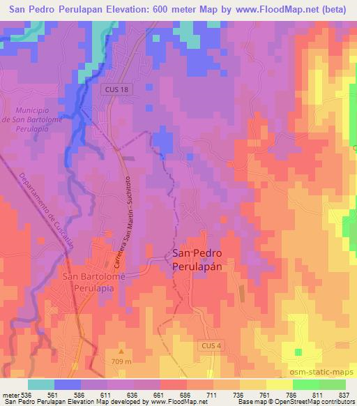 San Pedro Perulapan,El Salvador Elevation Map