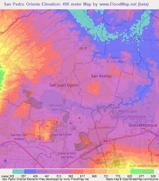 San Pedro Oriente,El Salvador Elevation Map