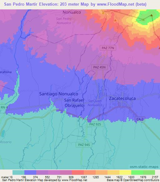 San Pedro Martir,El Salvador Elevation Map