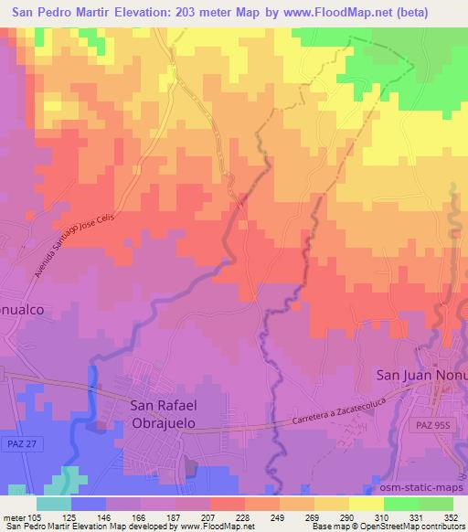 San Pedro Martir,El Salvador Elevation Map