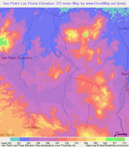 San Pedro Las Flores,El Salvador Elevation Map
