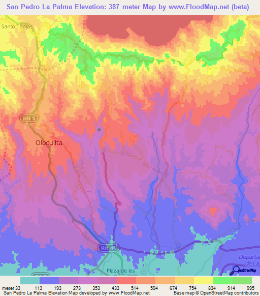 San Pedro La Palma,El Salvador Elevation Map