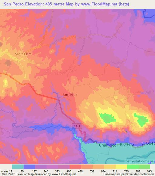 San Pedro,El Salvador Elevation Map