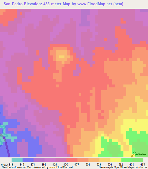 San Pedro,El Salvador Elevation Map