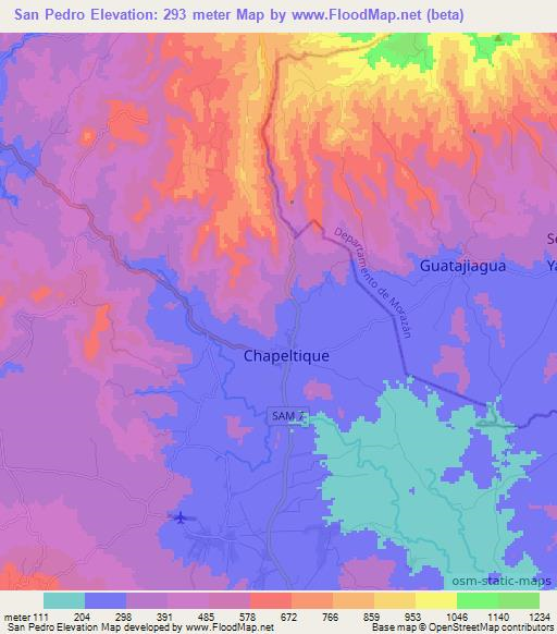 San Pedro,El Salvador Elevation Map