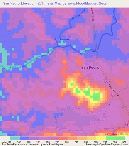 San Pedro,El Salvador Elevation Map