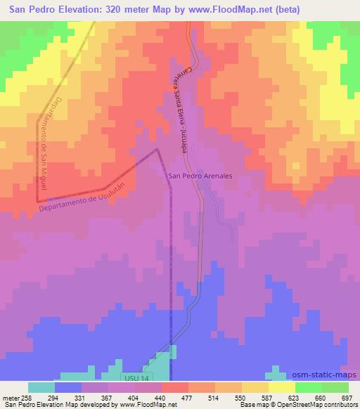 San Pedro,El Salvador Elevation Map