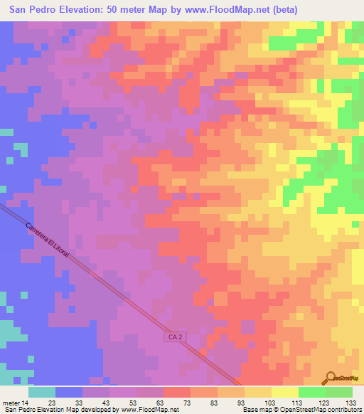 San Pedro,El Salvador Elevation Map