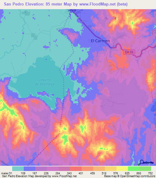 San Pedro,El Salvador Elevation Map