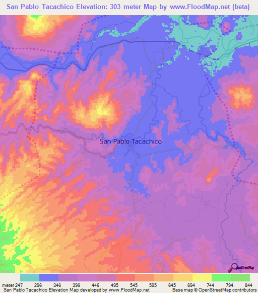 San Pablo Tacachico,El Salvador Elevation Map