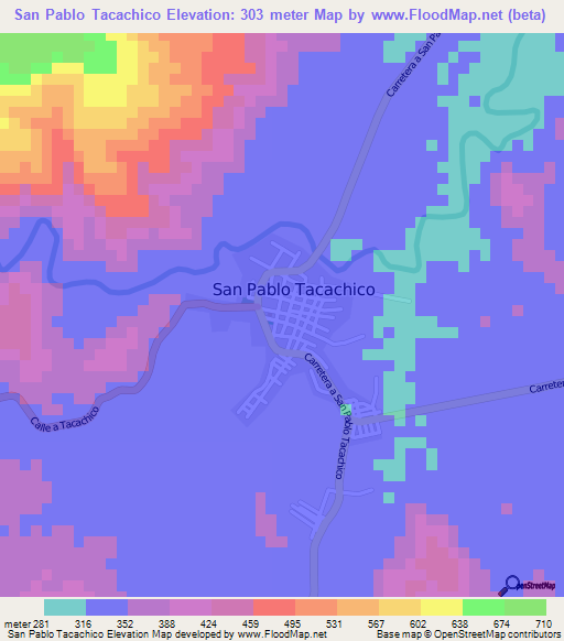 San Pablo Tacachico,El Salvador Elevation Map