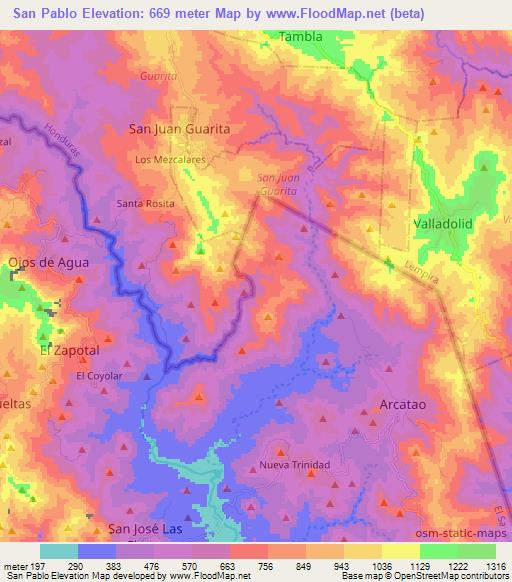 San Pablo,El Salvador Elevation Map