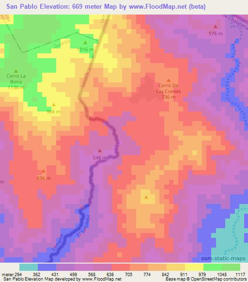 San Pablo,El Salvador Elevation Map