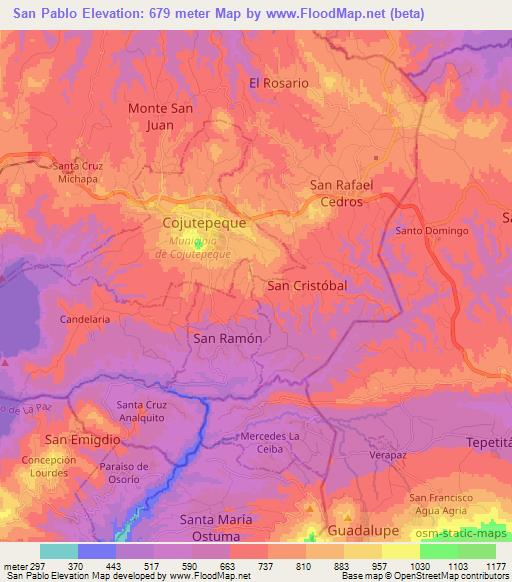 San Pablo,El Salvador Elevation Map