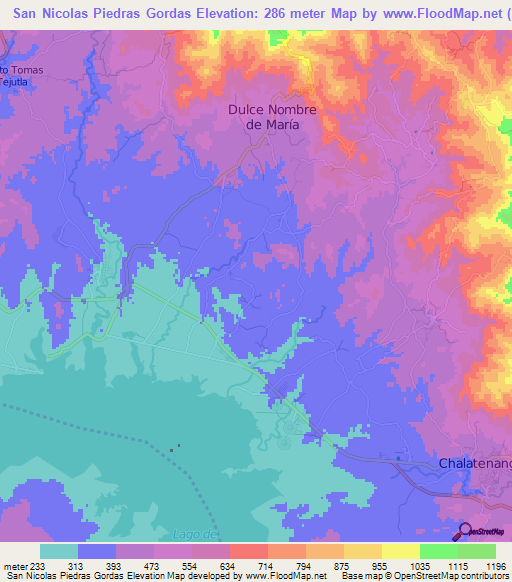 San Nicolas Piedras Gordas,El Salvador Elevation Map
