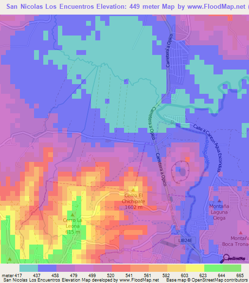 San Nicolas Los Encuentros,El Salvador Elevation Map