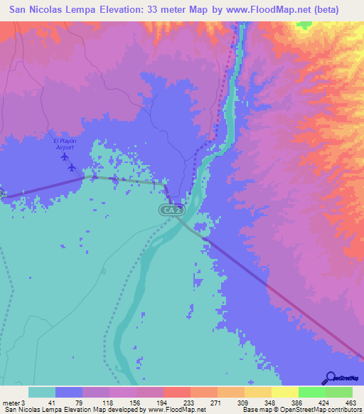 San Nicolas Lempa,El Salvador Elevation Map