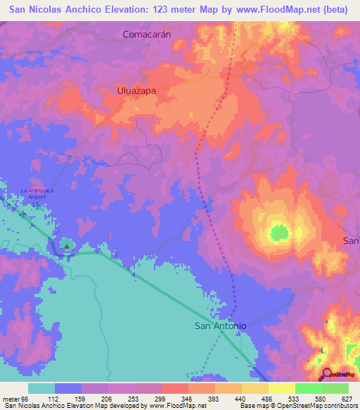San Nicolas Anchico,El Salvador Elevation Map