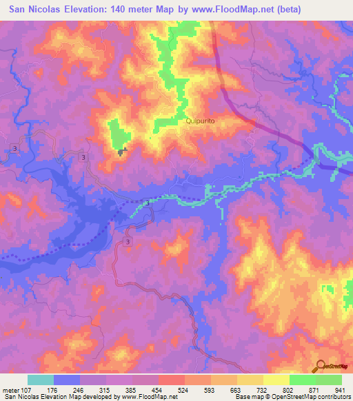 San Nicolas,El Salvador Elevation Map