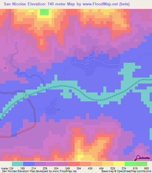 San Nicolas,El Salvador Elevation Map