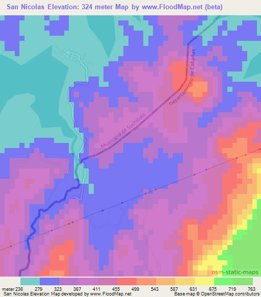 San Nicolas,El Salvador Elevation Map