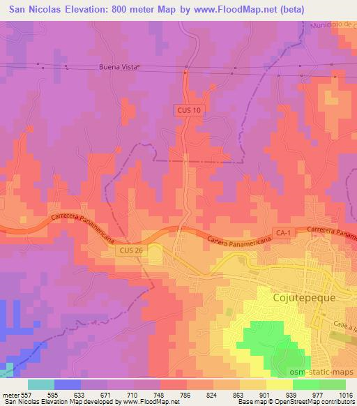 San Nicolas,El Salvador Elevation Map