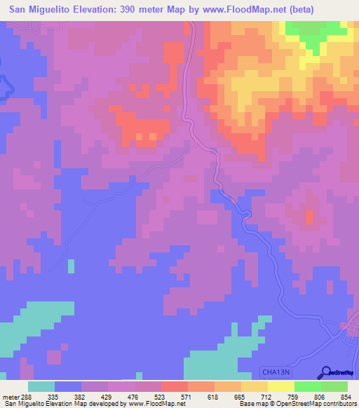 San Miguelito,El Salvador Elevation Map
