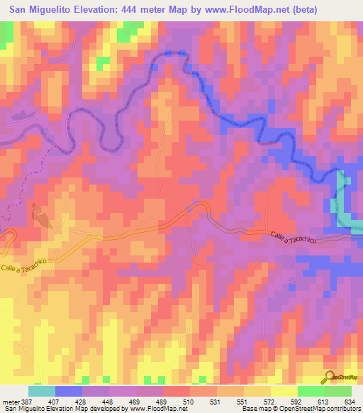 San Miguelito,El Salvador Elevation Map
