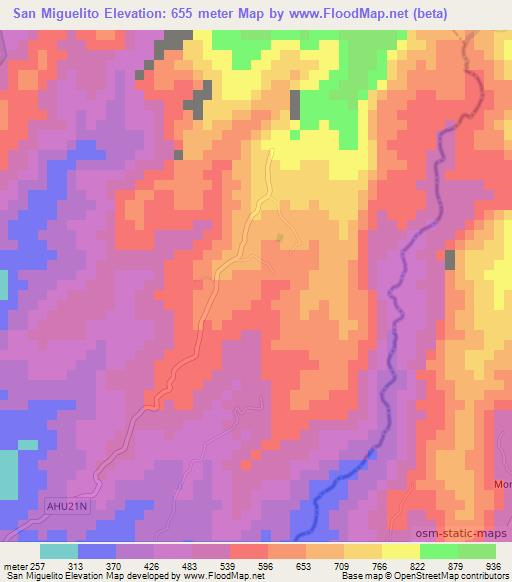 San Miguelito,El Salvador Elevation Map
