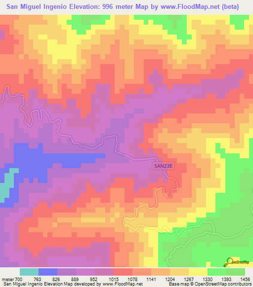 San Miguel Ingenio,El Salvador Elevation Map