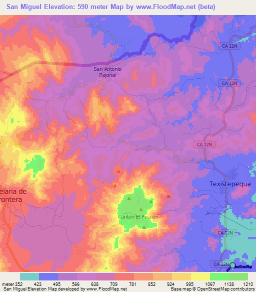 San Miguel,El Salvador Elevation Map