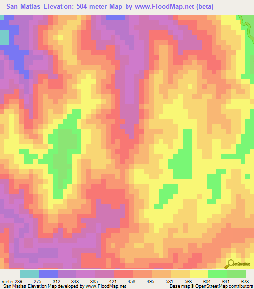 San Matias,El Salvador Elevation Map