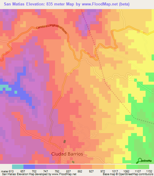San Matias,El Salvador Elevation Map