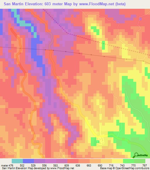 San Martin,El Salvador Elevation Map