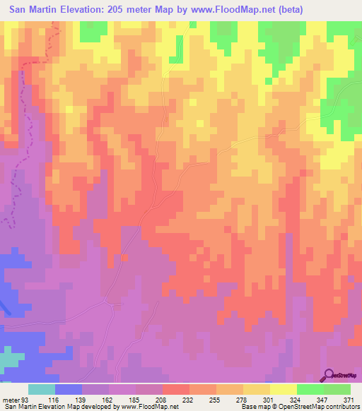 San Martin,El Salvador Elevation Map