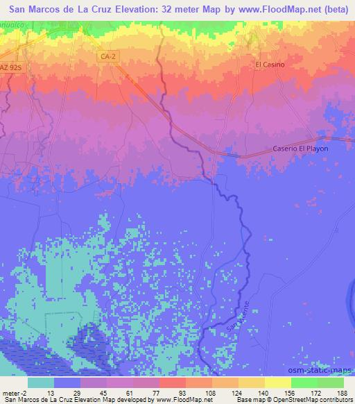 San Marcos de La Cruz,El Salvador Elevation Map