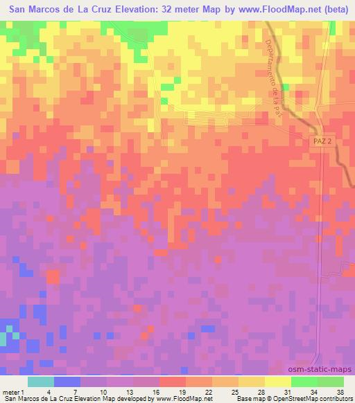 San Marcos de La Cruz,El Salvador Elevation Map
