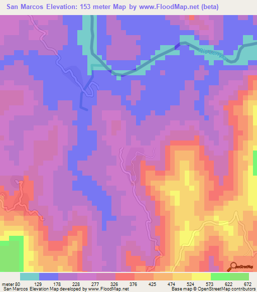San Marcos,El Salvador Elevation Map