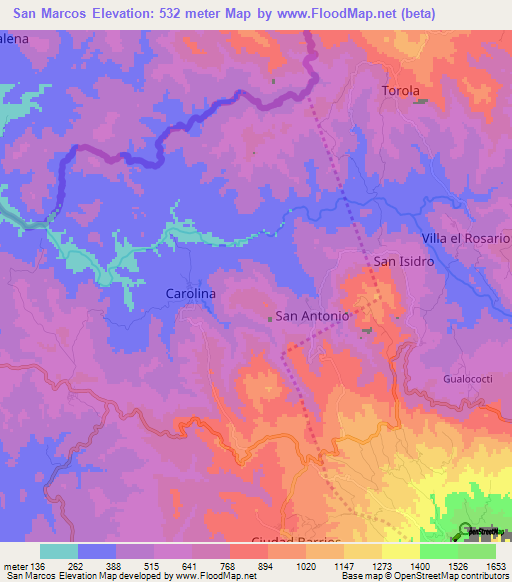 San Marcos,El Salvador Elevation Map