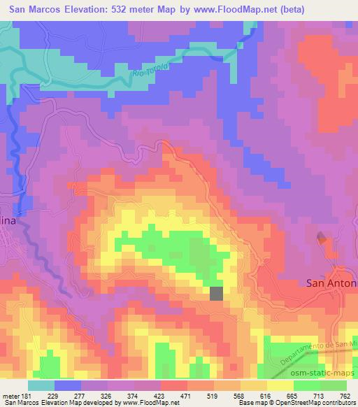 San Marcos,El Salvador Elevation Map