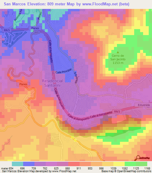 San Marcos,El Salvador Elevation Map