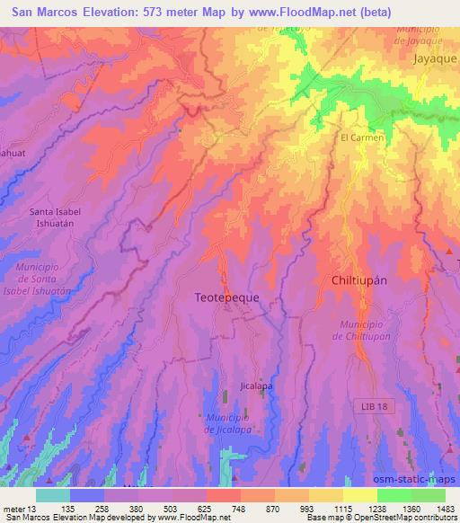 San Marcos,El Salvador Elevation Map